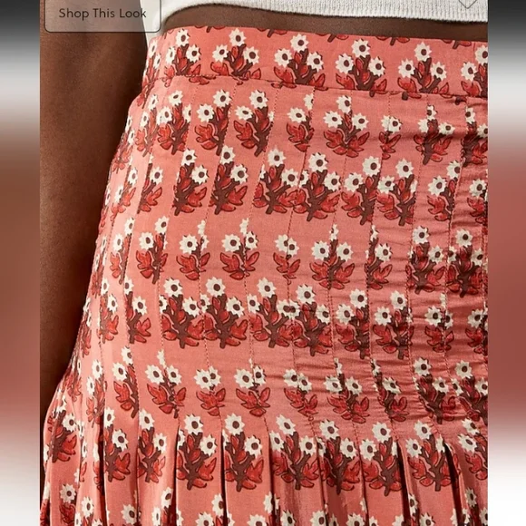 J. Crew Pleated Drop Waist Midi Skirt Color Coral Multi